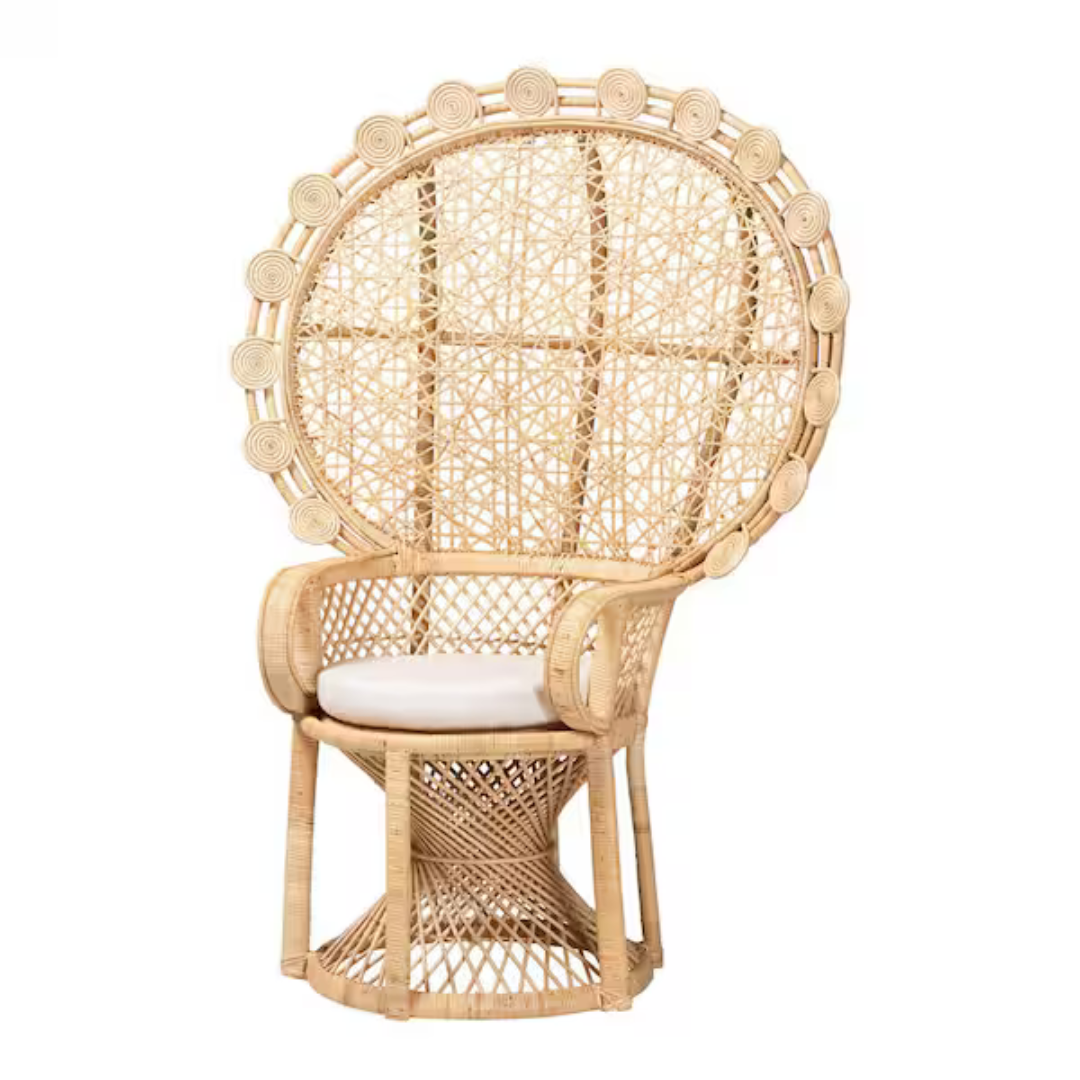 bali & pari Hecate Modern Bohemian Natural Rattan Peacock Chair