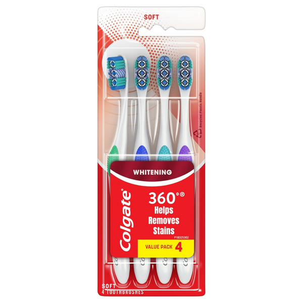 4-Count Colgate 360 Optic White Whitening Toothbrush