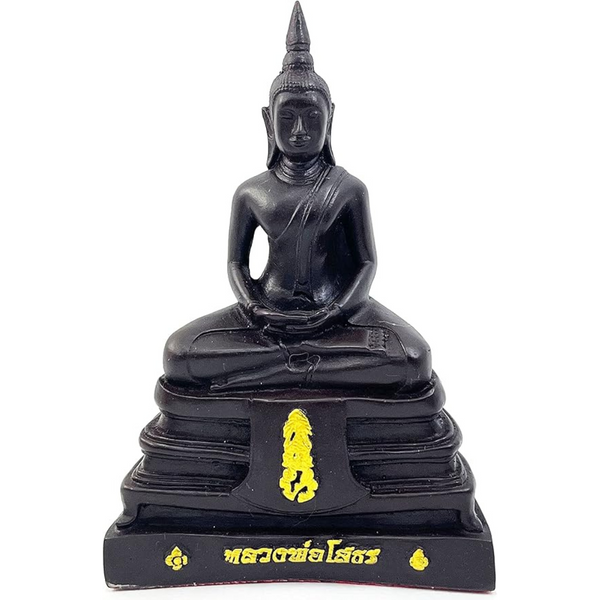 6" Poly Resin Meditation Seated Thai Buddha Statue (Black )