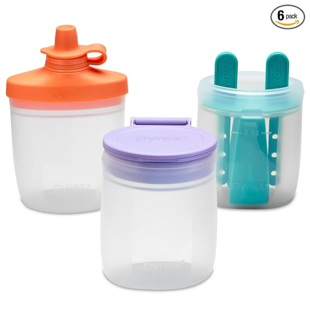 3-Pack 5-Oz Pyrex Littles Silicone Baby Feeding Pouches With Lids