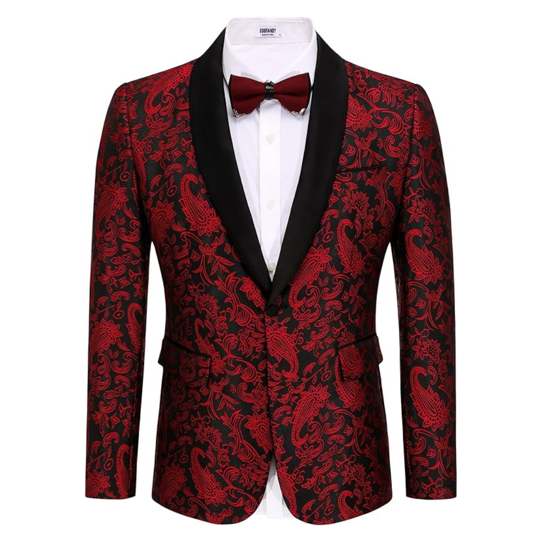 Coofandy Men's One Button Slim Fit Floral Tuxedo