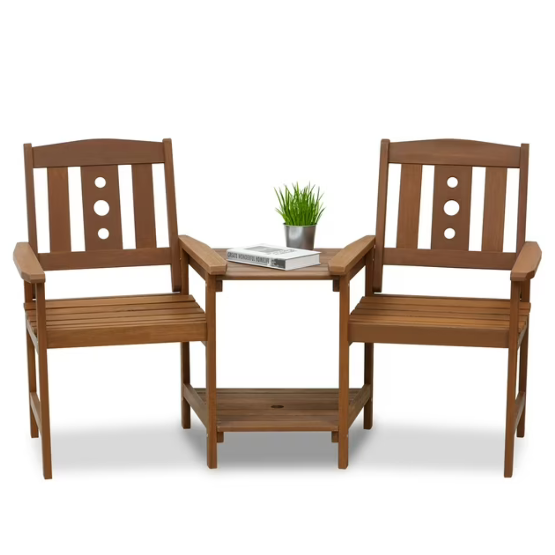 Furinno FG17488 Tioman Hardwood Patio Furniture Jack And Jill Chair Set