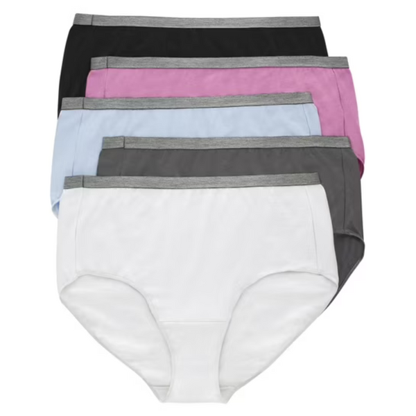 5-Pack Hanes Women's Cotton Stretch Brief Underwear Panties (Plus Size 9-14)