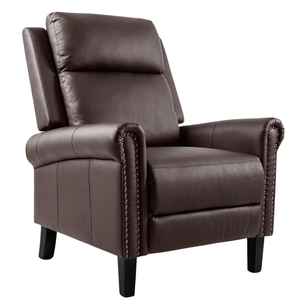 Winged Back Faux Leather Recliner Armchair With Adjustable High Back