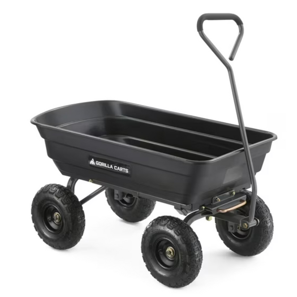 Gorilla Carts GOR4PS 600-Lb. Poly Garden Dump Cart With 10" Tires