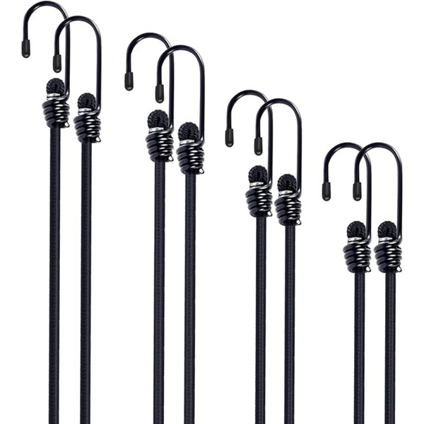 8-Pack Bungee Cords with 12/18/24/31 Inch Hooks