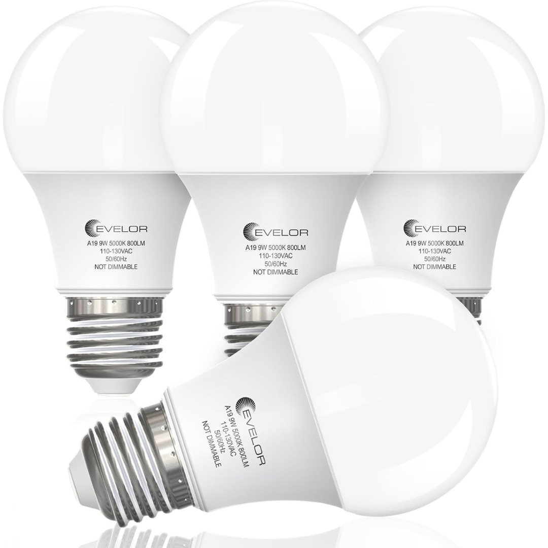 4-Pack 60W A19 800 Lumens Non-Dimmable LED Light Bulbs