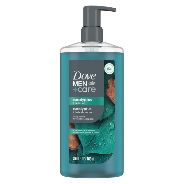 DOVE MEN + CARE Body Wash Eucalyptus + Cedar Oil To Rebuild Skin In The Shower With Plant-Based Cleansers And Moisturizers (26 oz)