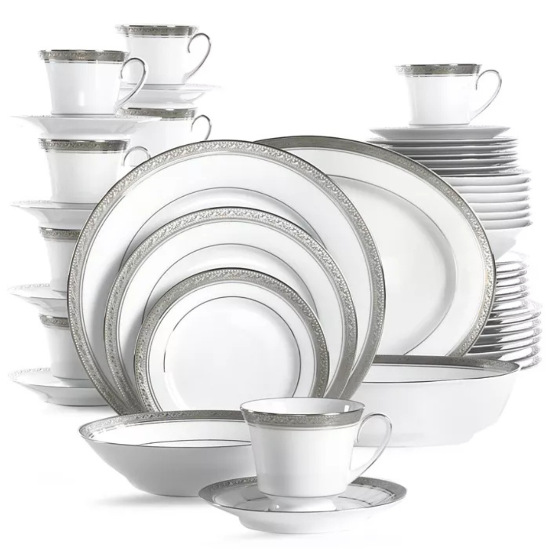 Noritake Crestwood Platinum 50 Pc. Dinnerware Set, Service For 8