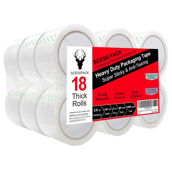 18-Count 1.88" x 60 yd Heavy Duty Packaging Tape