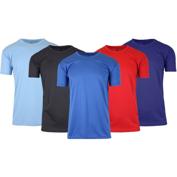 5-Pack Men's Short Sleeve Crew Neck Moisture Quick Dry Tee (Various)