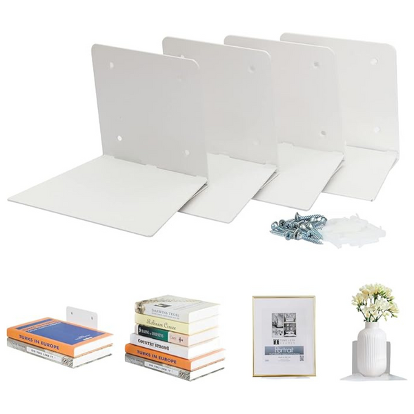 4-Pack Storage Maniac Invisible Wall Mounted Floating Bookshelves