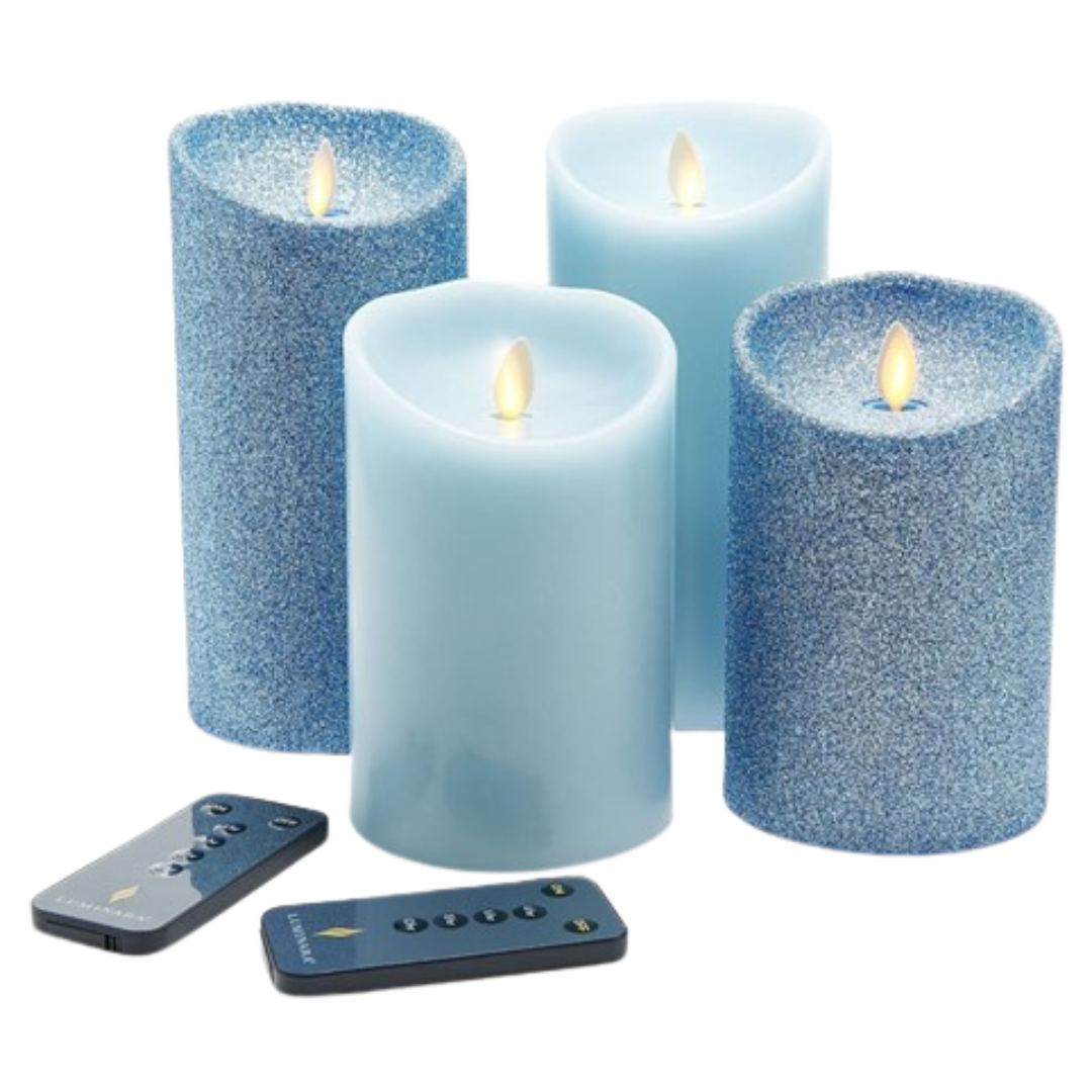 4-Pack Luminara Flameless Smooth & Glitter Candle Set