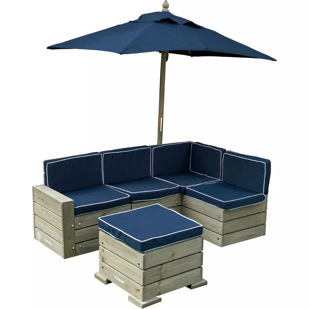 KidKraft Outdoor Sectional Ottoman & Umbrella Set