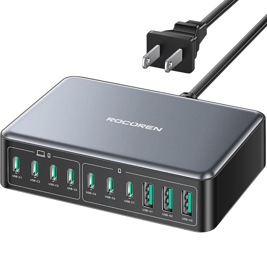 Rocoren 10-Ports 480W Gan USB-C Charging Station