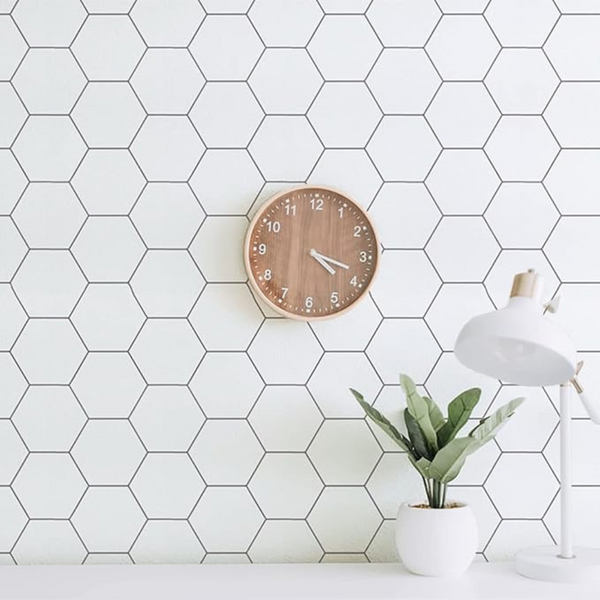 17.3" x 78.7" Peel and Stick White Vinyl Hexagon Wallpaper