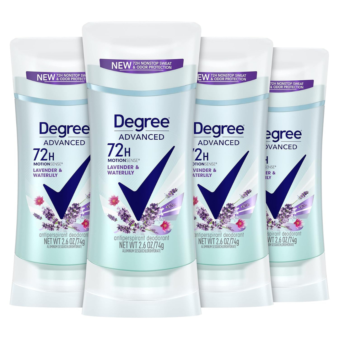 4 Pack Of Degree Antiperspirant Deodorant, Lavender And Waterlily Antiperspirant