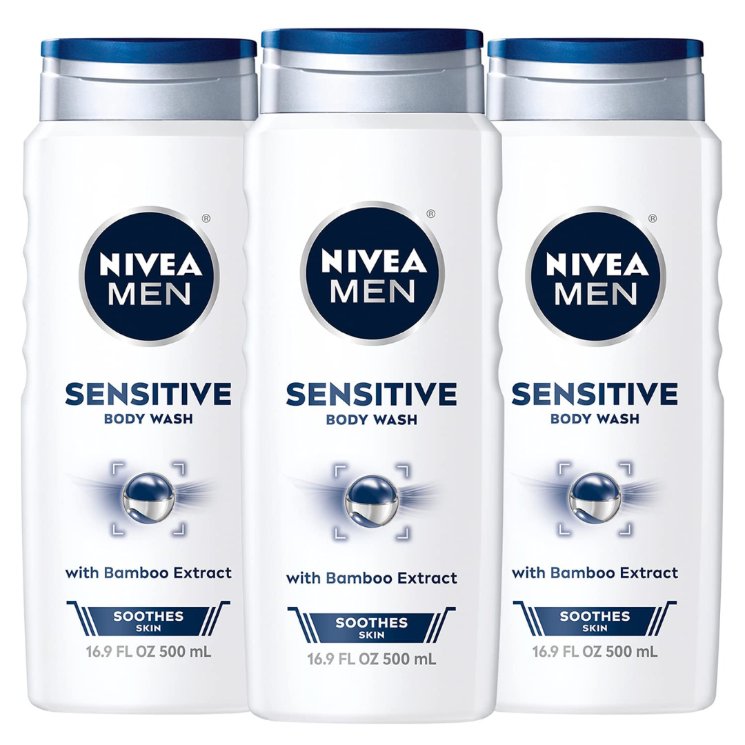 6 Bottles Of NIVEA MEN Sensitive Body Wash With Bamboo Extract (16.9 Fl Oz Bottles)