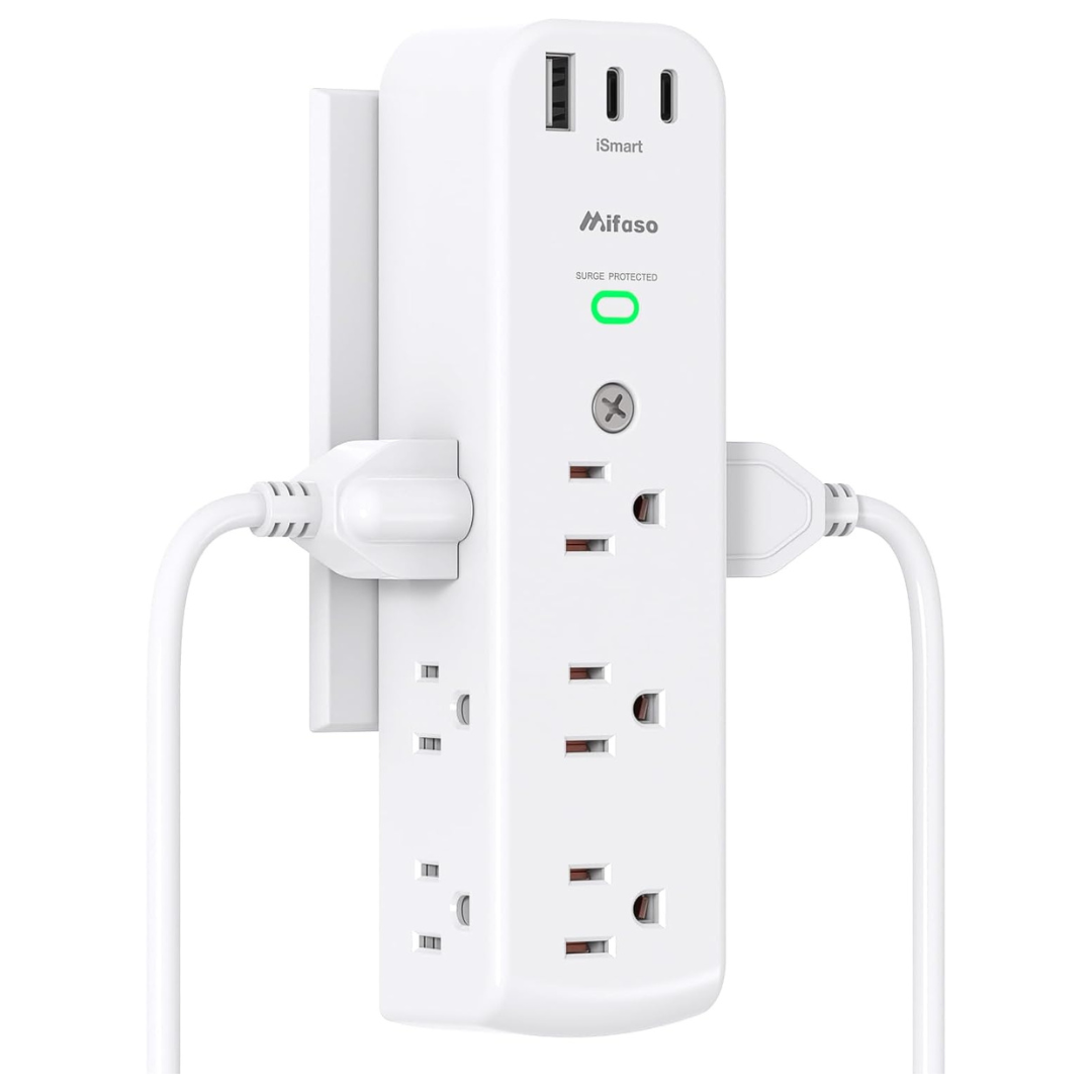 Mifaso 9 AC Multi Plug Surge Protector Power Strips W/3 USB Ports