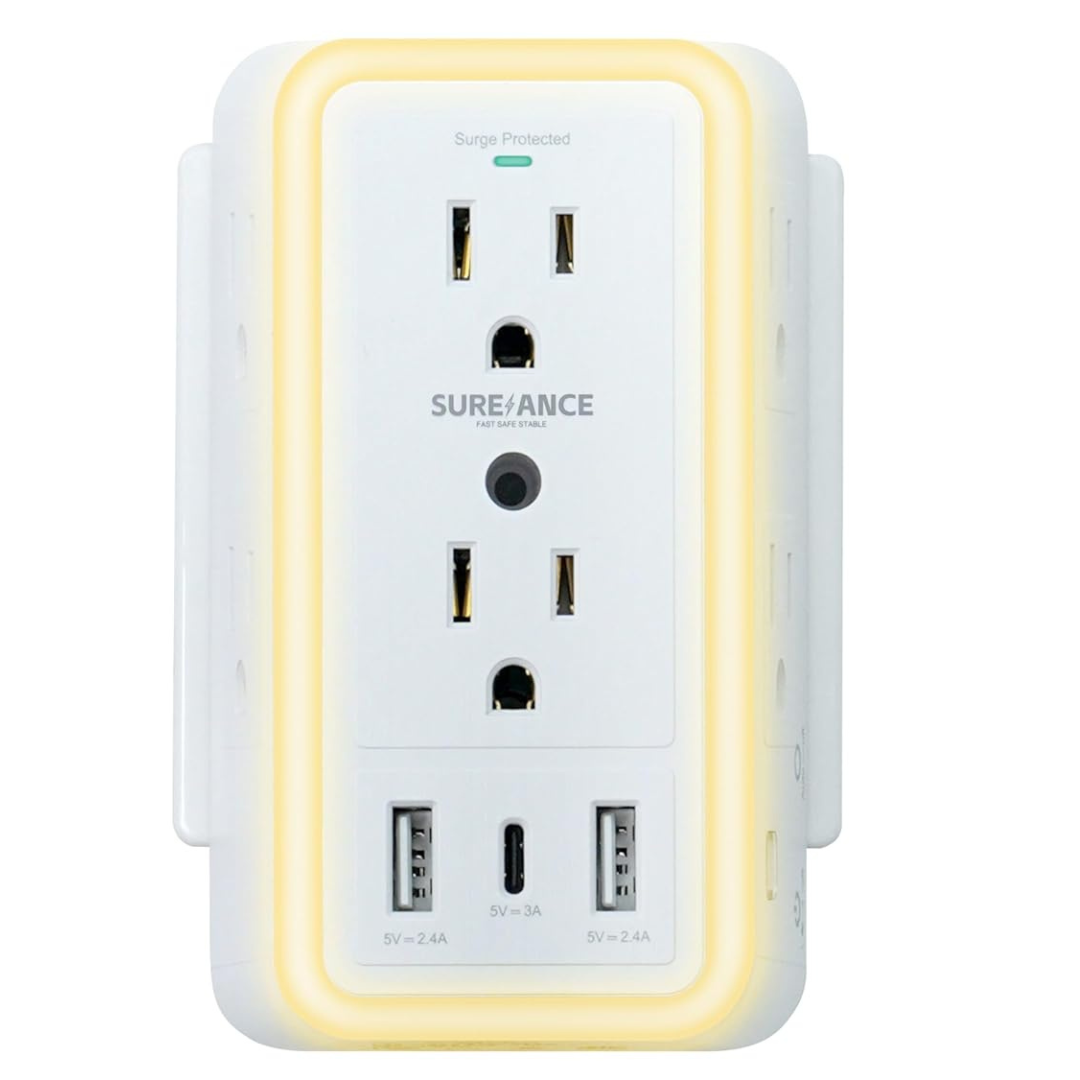 6-Outlets & 3-USB Port Wall Charger Surge Protector