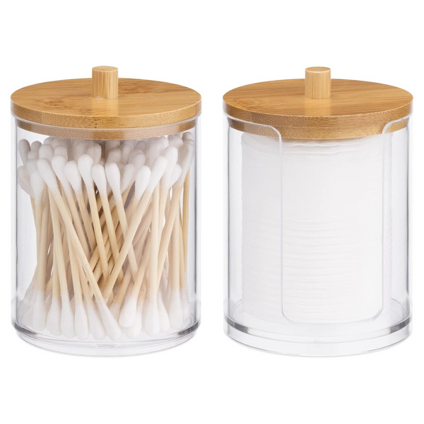 Set Of 2 Cotton Round & Swab Holders