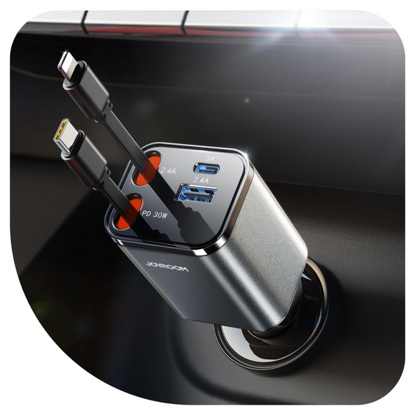 2025 Ultra-Compact 69W USB-C Retractable Car Charger