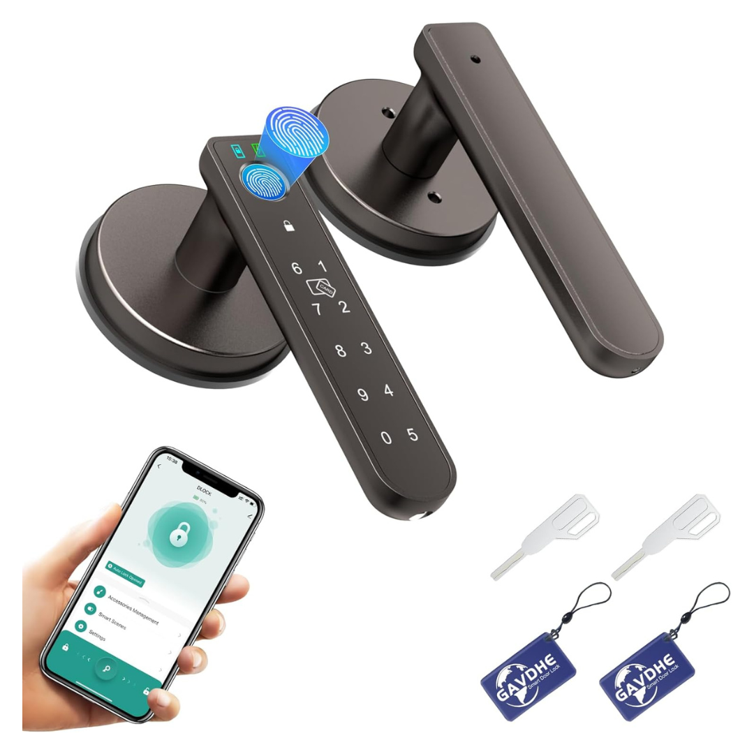 5-in-1 Smart Fingerprint Door Knob With Keypad And App