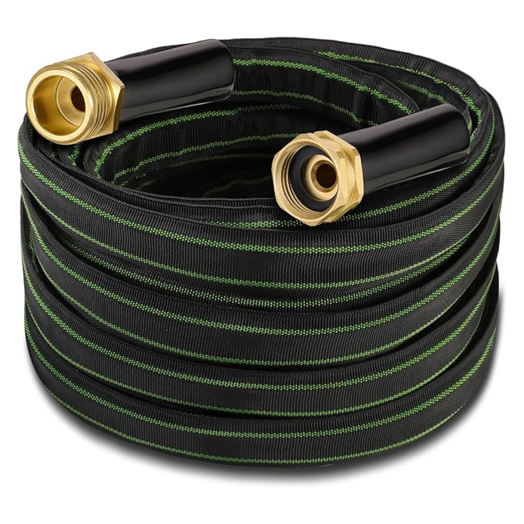 Linquo 75ft Non-Expandable Flexible Garden Hose With Brass Connector