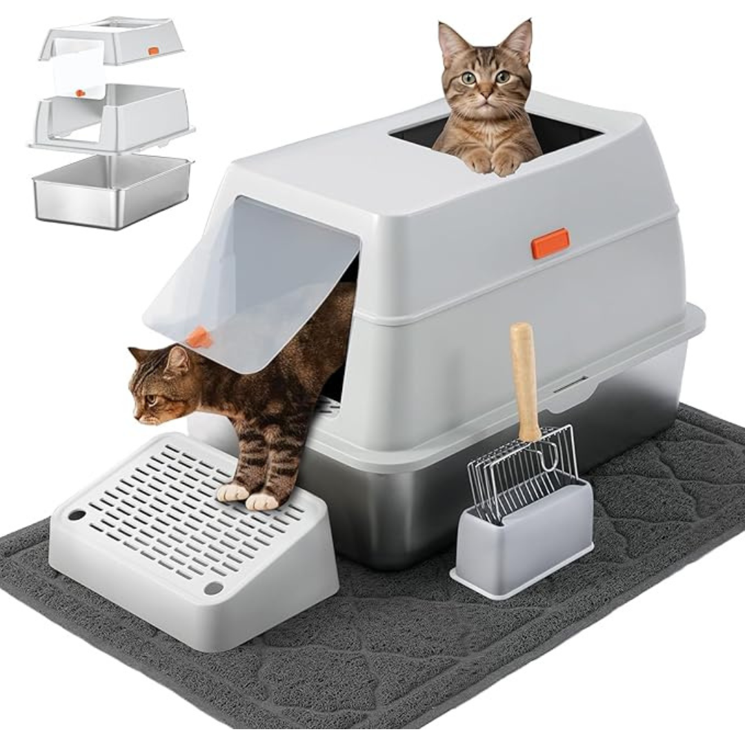 4-In-1 Stainless Steel Cat Litter Box