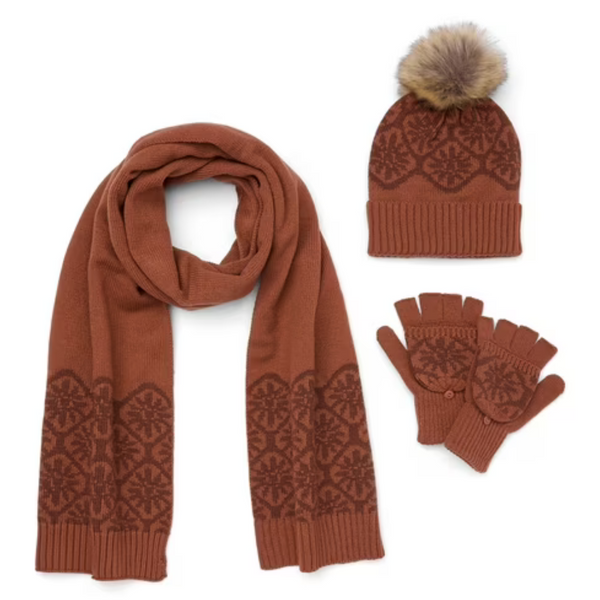 The Pioneer Woman Intarsia Cold Weather Beanie Scarf & Glove 3-Piece Set