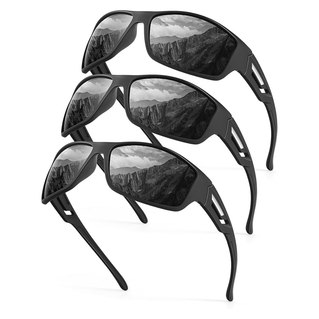 3-Pack Kaliyadi Men's Polarized UV Protection Sports Sunglasses