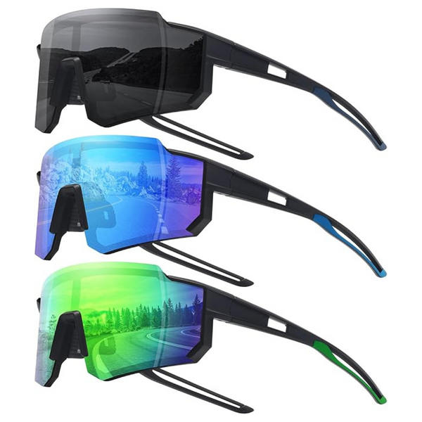 3-Pack Unisex Polarized UV400 Protection Sports Running Sunglasses