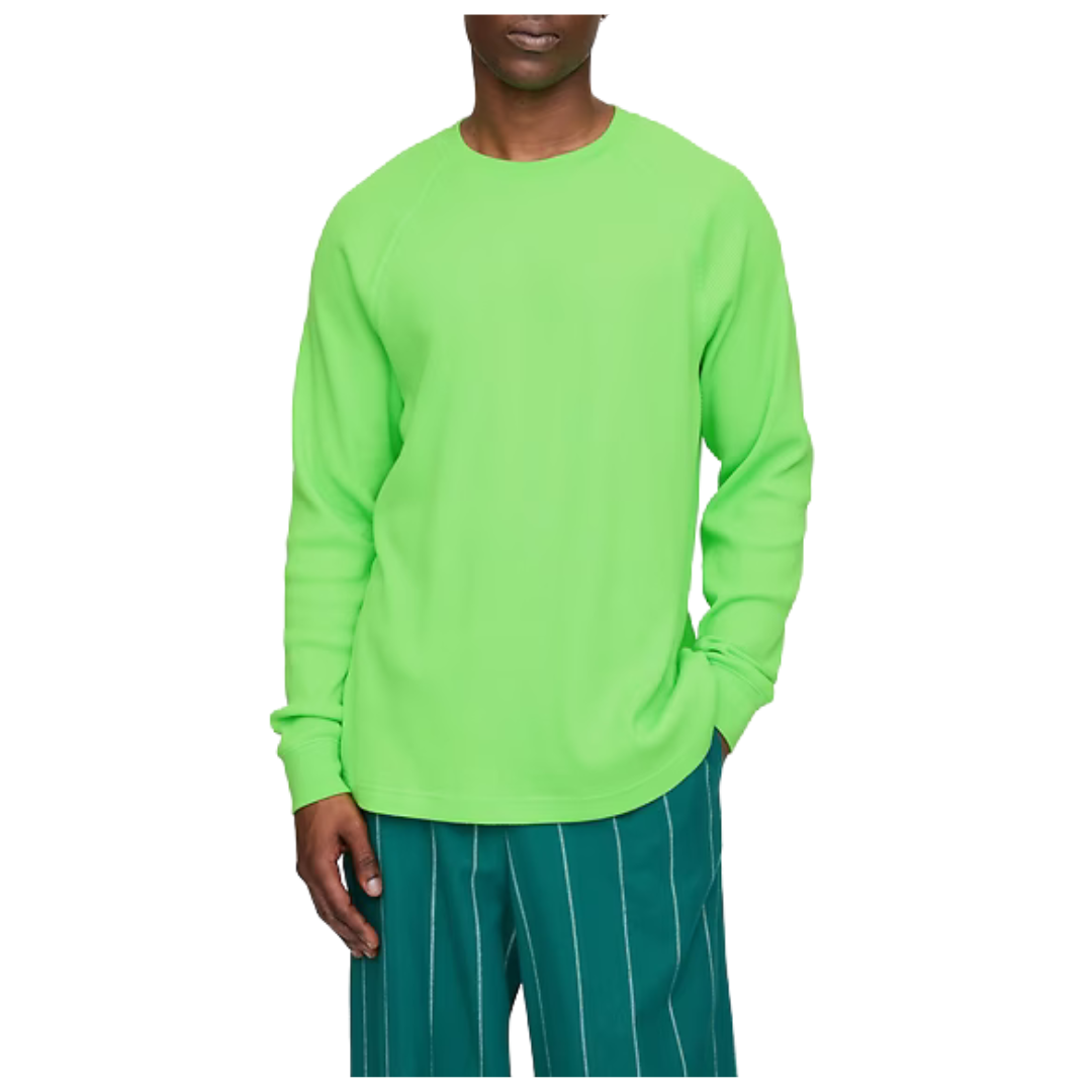 Gap Men's Waffle-Knit Raglan T-Shirt (Electric Green Neon)