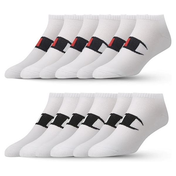 12-Pair Champion Crew Low Cut No Show Ankle Quarter Boys & Girls Socks