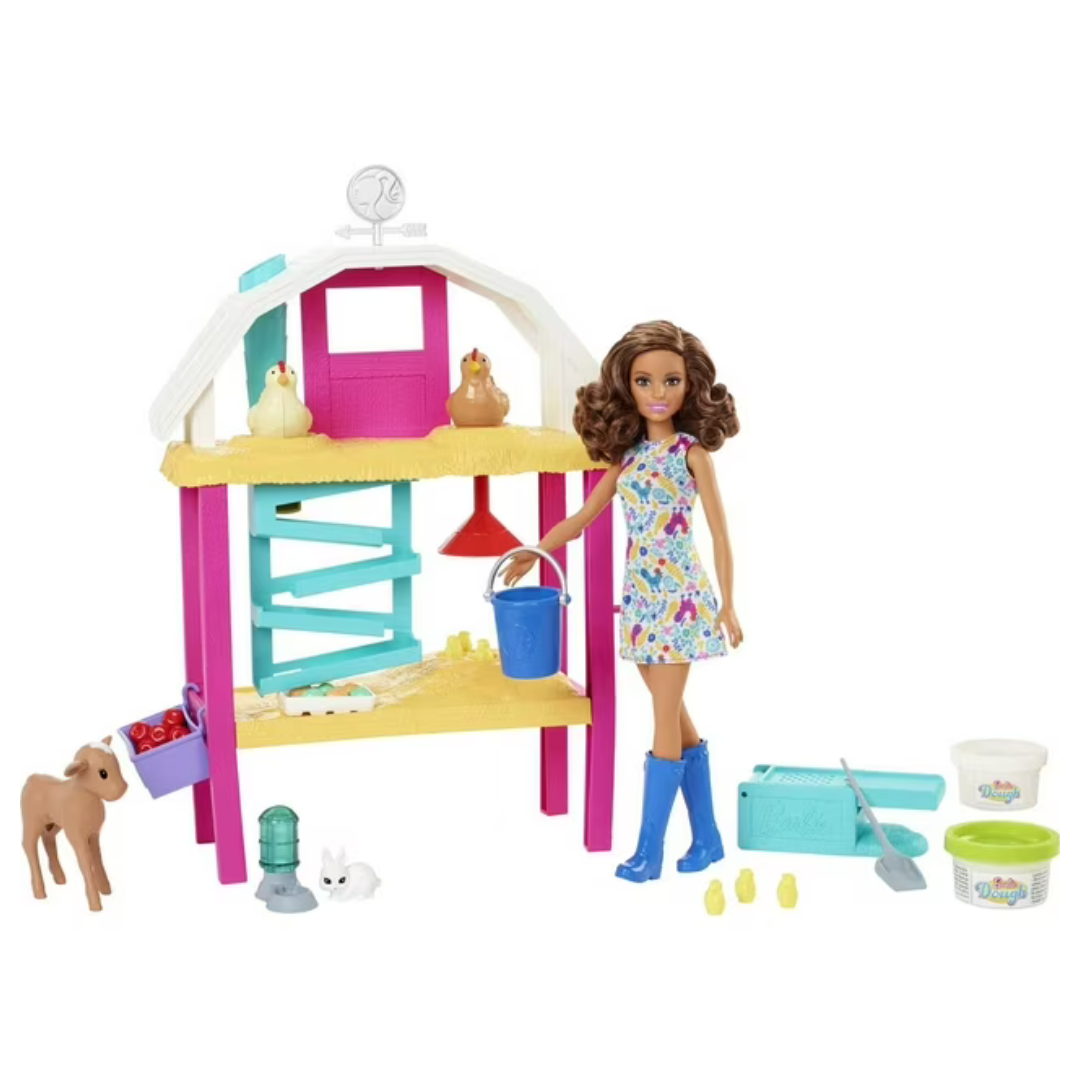 Barbie Hatch & Gather Egg Farm Playset With Brunette Doll