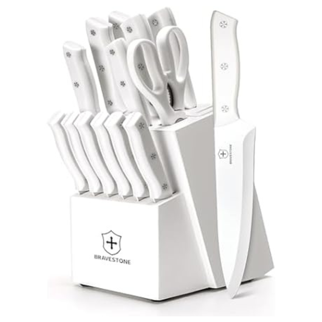 15-Piece Bravestone Kitchen Knife Set With Anti-Slip Handle