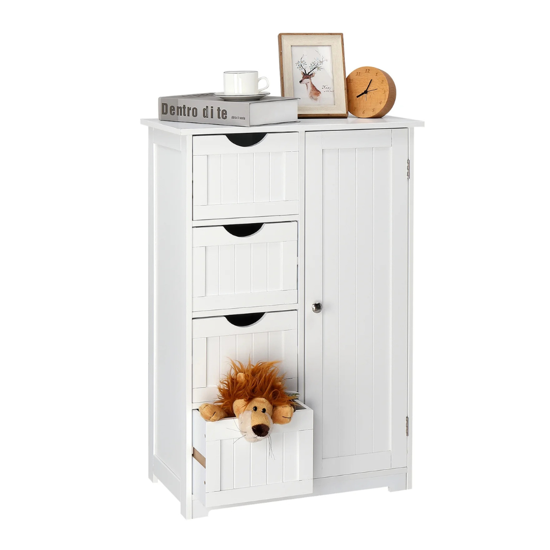 Ktaxon Wooden Bathroom Floor Cabinet With 4 Drawers