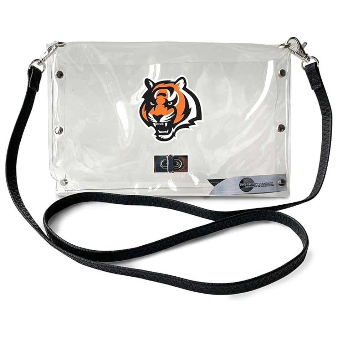 Littlearth Cincinnati Bengals NFL Clear Envelope Purse w/ Black Fashion Strap