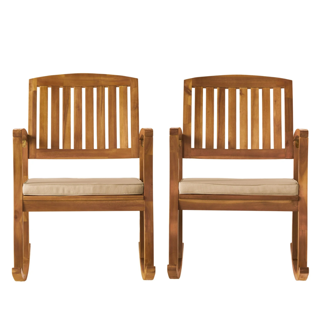 2-Pack Noble House Dewitt Acacia Rocking Chair