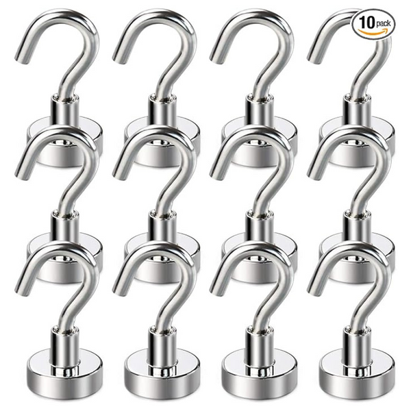 12-Pack Bavite Stainless Steel Magnetic Hooks