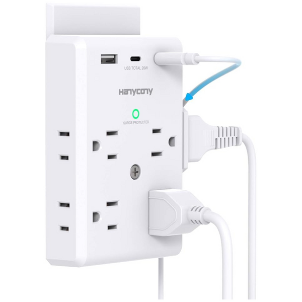 Multi Plug Surge Protector Outlet Extender with USB C Ports