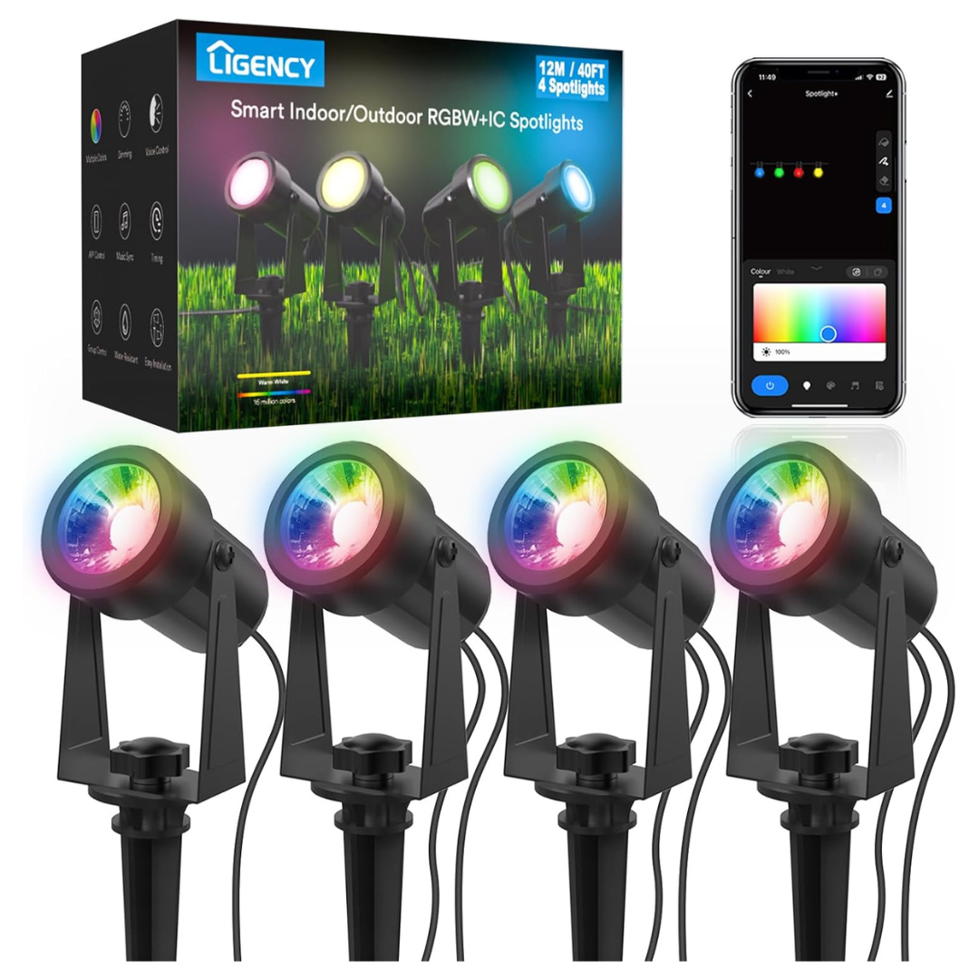 4-Pack Ligency Wired Smart Landscape Spotlights