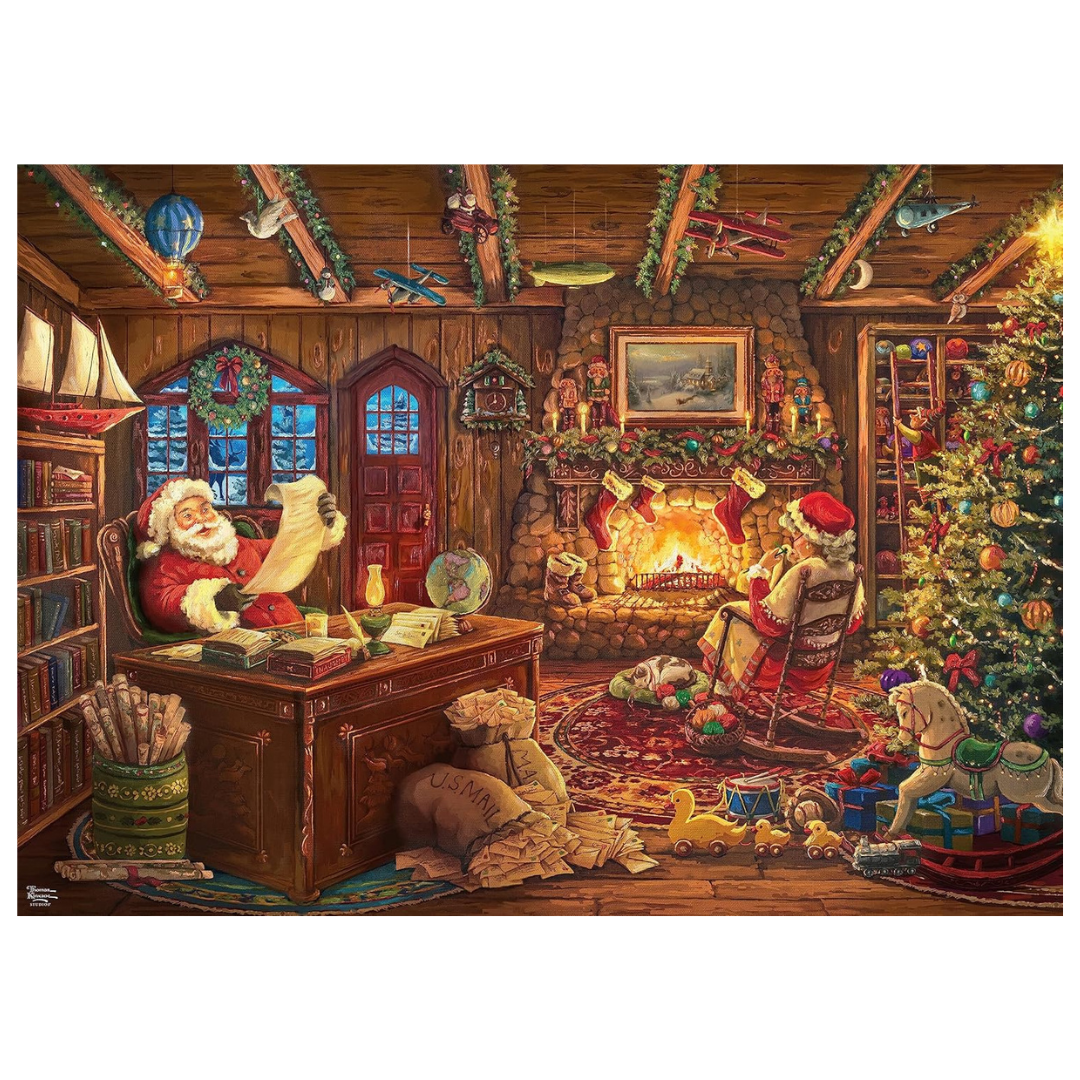 1000-Piece Ceaco Thomas Kinkade Holiday Santa Checking His List Jigsaw Puzzle