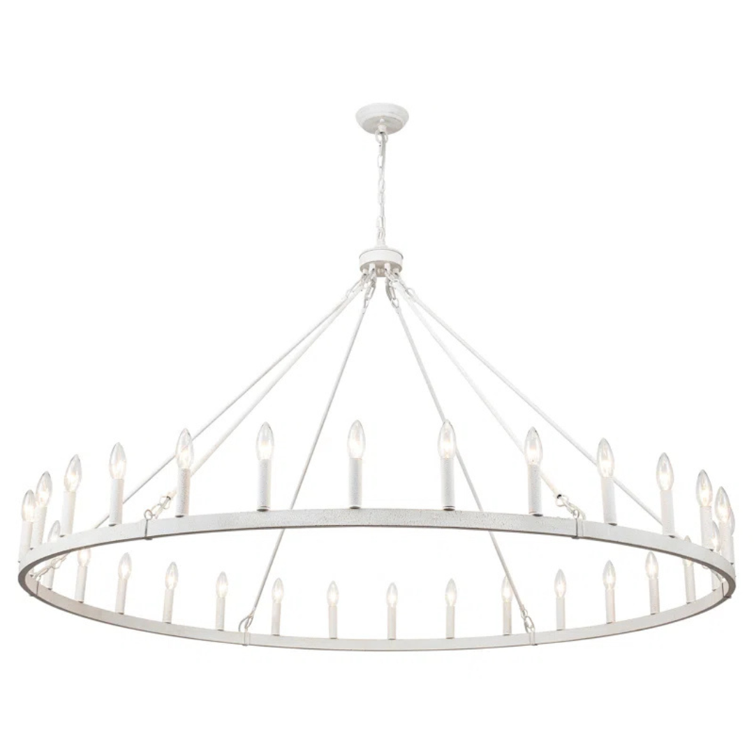 Gracie Oaks Weta 30 Light 60" Lagre Dimmable Candle Style Wagon Wheel Chandelier