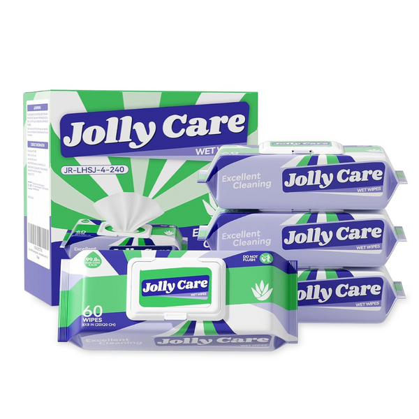 240-Count (4 x 60ct) Jolly Care Cleansing Multi-Tasking Wipes Wet Wipes