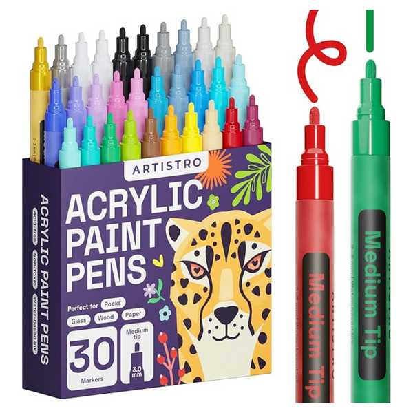 30-Pack Artistro Dual Medium Tip Acrylic Paint Markers