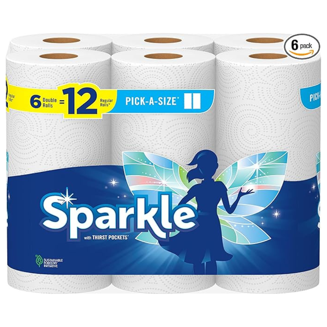 6-Pack Sparkle Double Rolls Pick-A-Size Paper Towels