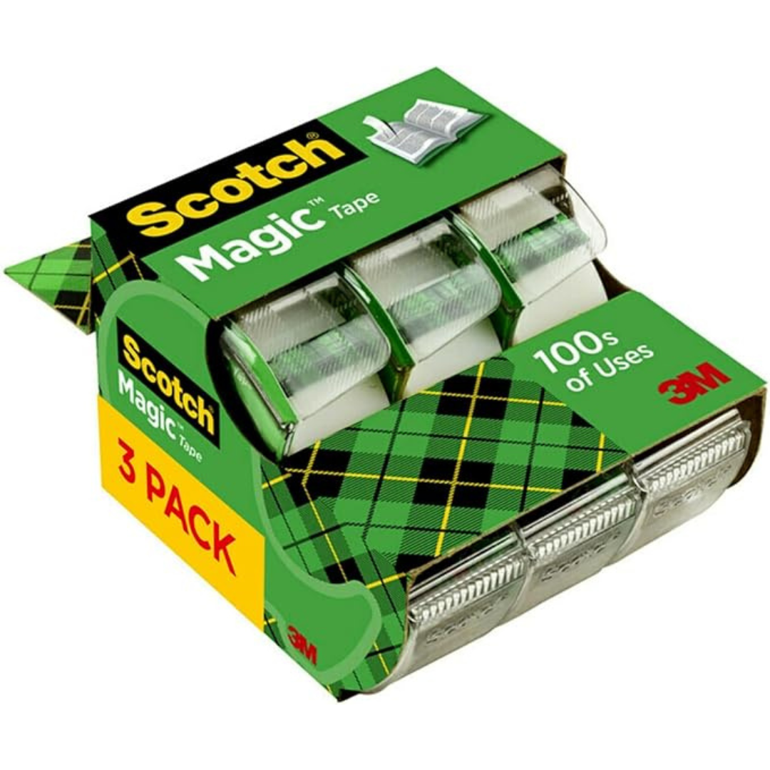 3-Pack 3/4" x 300" Scotch 3M Magic Tape With Dispenser