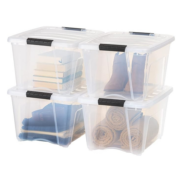 4-Pack IRIS Stackable 32-Qt Plastic Storage Bins With Lids