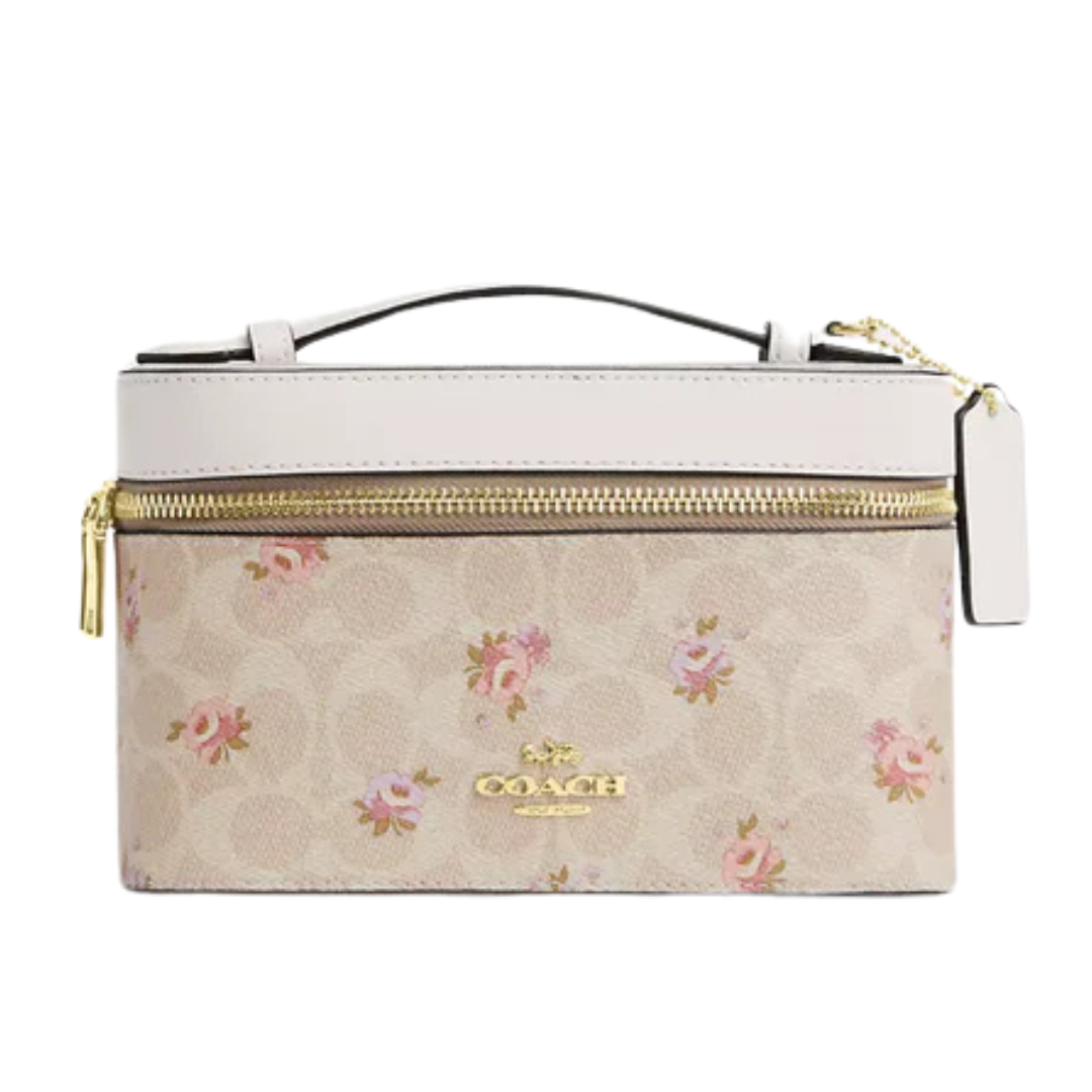 Coach Outlet Cosmetic Case In Signature Canvas With Floral Print